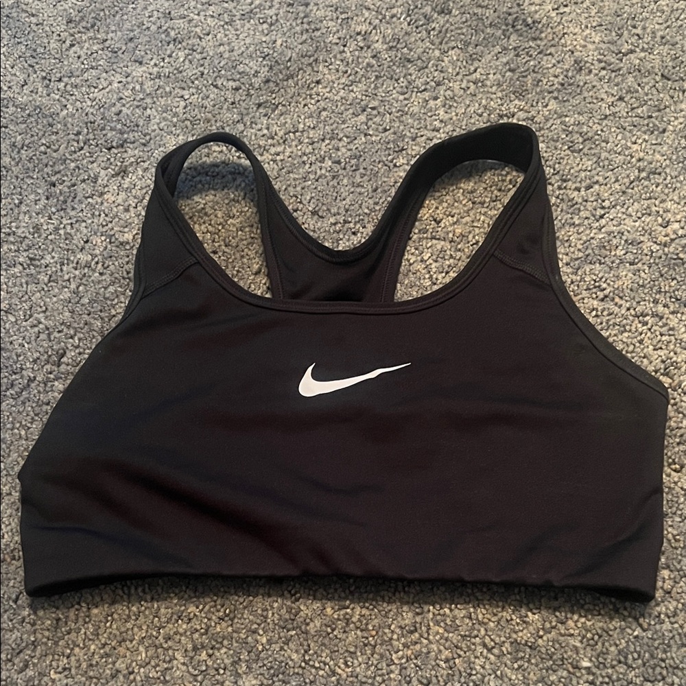 Nike Black Sports Bra with White Swoosh Logo